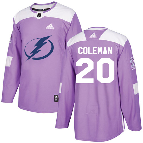 Adidas Tampa Bay Lightning 20 Blake Coleman Purple Authentic Fights Cancer Youth Stitched NHL Jersey